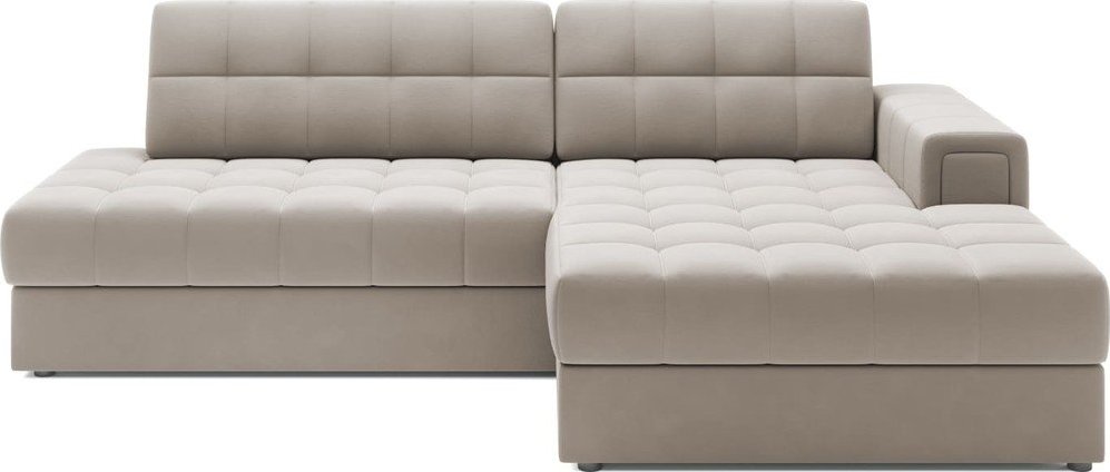 Béžová sametová rozkládací rohová pohovka (pravý roh/s lenoškou) Blezalt – ELTAP ELTAP