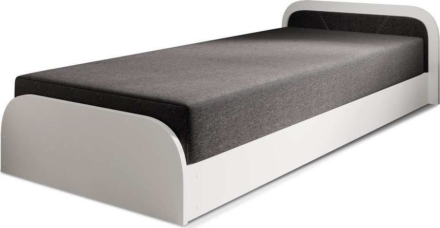 Bílá/tmavě šedá čalouněná/z dřevotřísky jednolůžková postel s úložným prostorem s matrací 80x190 cm Parys – ELTAP ELTAP