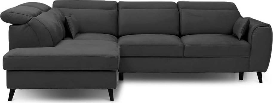 Tmavě šedá sametová rozkládací/s úložným prostorem rohová pohovka (levý roh/do L) Noble – ELTAP ELTAP