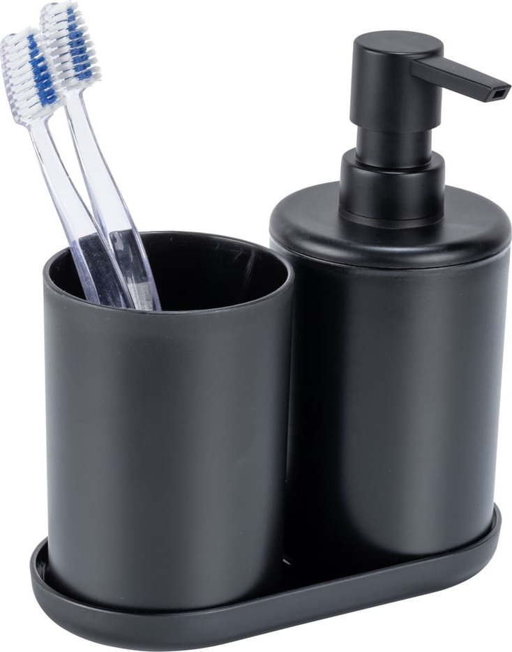 Černá plastová sada doplňků do koupelny Fano – Allstar Allstar