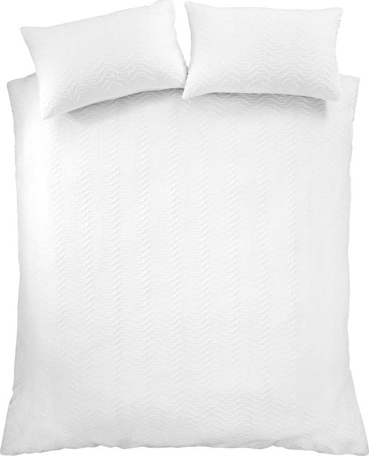 Bílé krepové povlečení na jednolůžko 135x200 cm Heatset Wave – Catherine Lansfield Catherine Lansfield