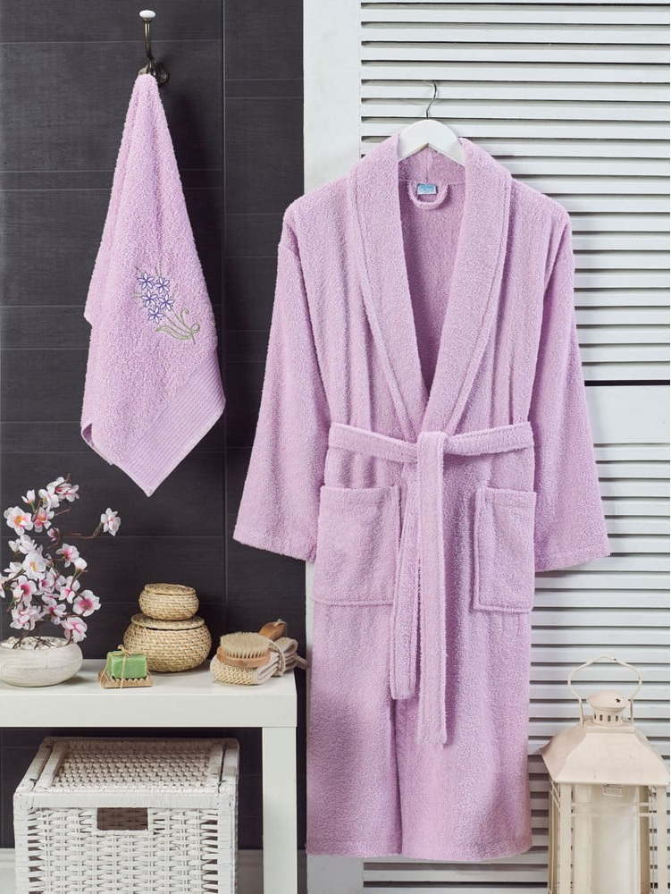 Světle růžový bavlněný župan a ručník v sadě velikost S/M – Mila Home Mila Home