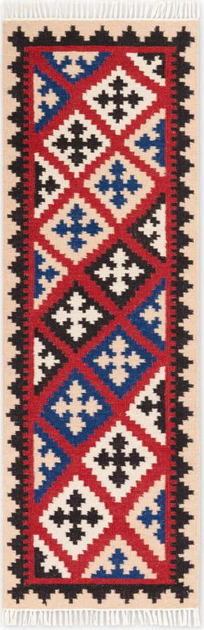 Červený oboustranný ručně tkaný vlněný běhoun 60x190 cm Kamal Rami – Nouristan Hanse Home