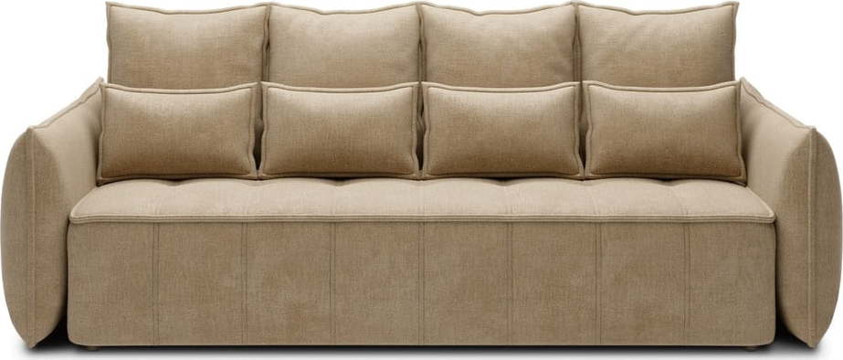 Světle hnědá sametová rozkládací/s úložným prostorem pohovka 242 cm Weltton – ELTAP ELTAP