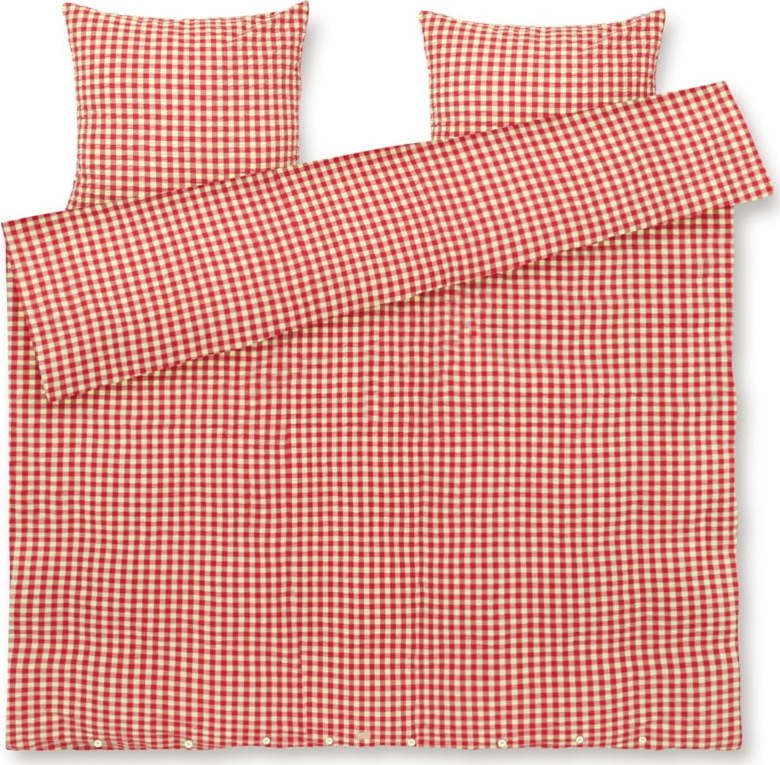 Červené/žluté krepové povlečení na dvoulůžko/prodloužené 200x220 cm Bæk&Bølge – JUNA Juna