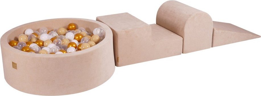 Krémové sametové pěnové hřiště 225x90x30 cm Montessori – Meowbaby MeowBaby