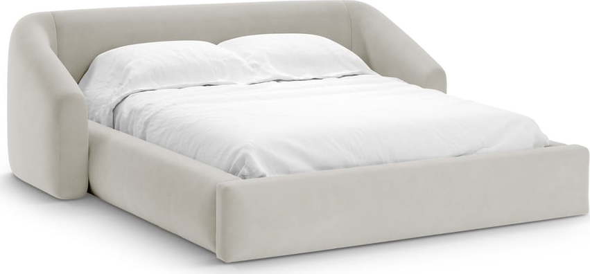 Béžová čalouněná dvoulůžková postel s úložným prostorem s roštem 200x200 cm Campi – Cosmopolitan Design Cosmopolitan design