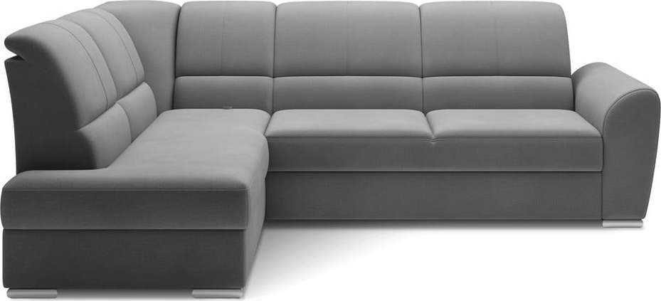 Šedá sametová rozkládací/s úložným prostorem rohová pohovka (levý roh/do L) Siber – ELTAP ELTAP