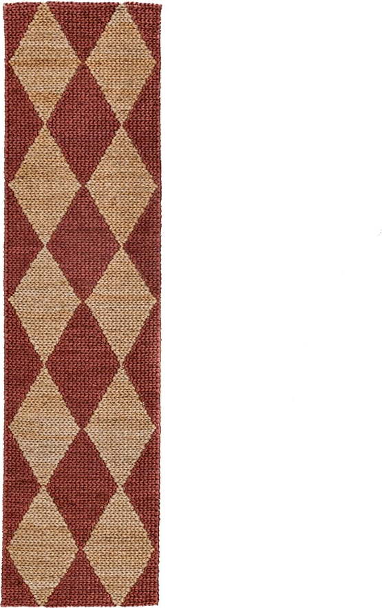 Ručně tkaný běhoun s příměsí juty v terakotové barvě 80x230 cm Effie Diamond – Flair Rugs Flair Rugs