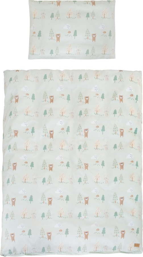 Světle zelené bavlněné dětské povlečení do postýlky 100x135 cm Woodland Buddies – Roba Roba