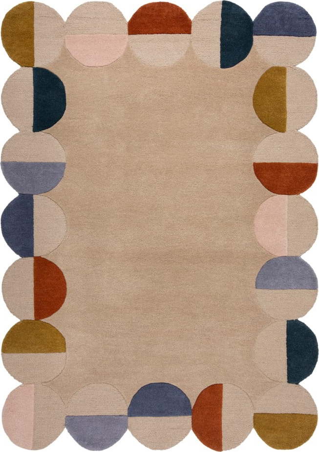 Béžový ručně tkaný vlněný koberec 200x290 cm Mia Scallop Frame – Flair Rugs Flair Rugs