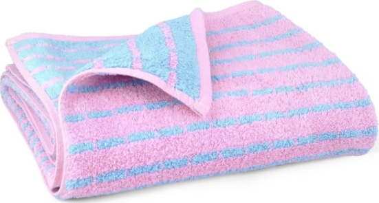 Modrý/růžový froté ručník s příměsí bambusu 50x100 cm Nuance – JUNA Juna