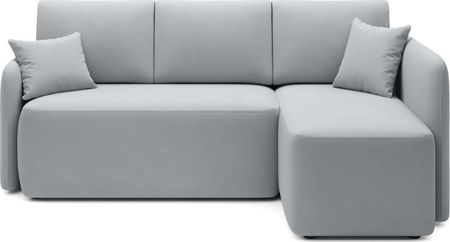 Světle šedá sametová rozkládací/s úložným prostorem rohová pohovka (pravý roh/s lenoškou) Hadson – ELTAP ELTAP