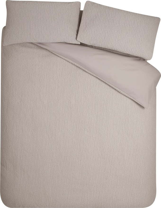 Světle hnědé krepové povlečení na jednolůžko 135x200 cm Crinkle Seersucker – Catherine Lansfield Catherine Lansfield