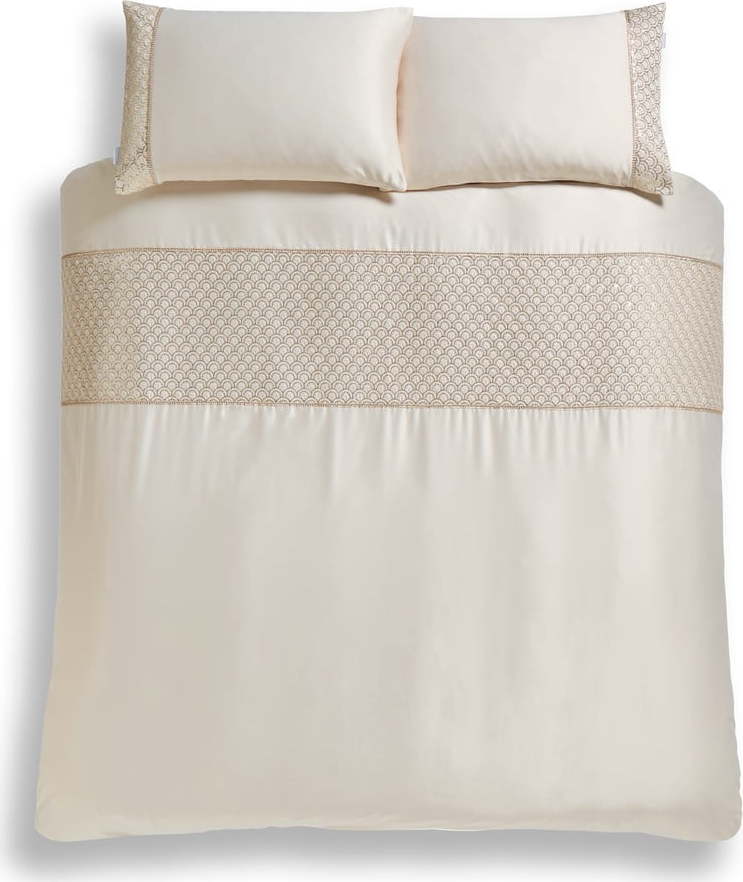 Béžové povlečení na dvoulůžko/prodloužené z mikrosaténu 230x220 cm Deco Sequin – Catherine Lansfield Catherine Lansfield