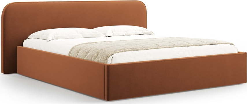 Čalouněná dvoulůžková postel s úložným prostorem s roštem 160x200 cm v terakotové barvě Elizabeth – Micadoni Micadoni