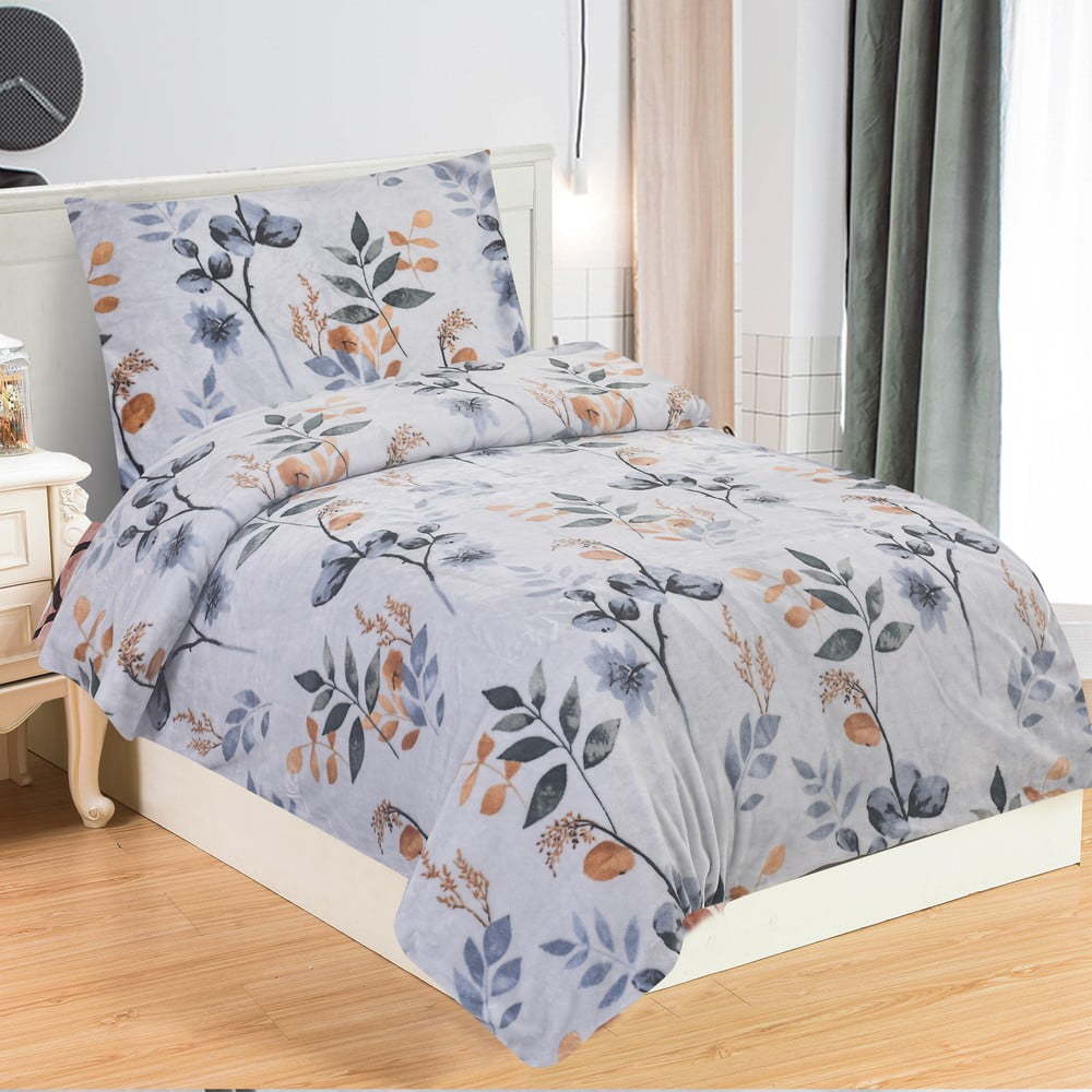 Šedomodré povlečení na jednolůžko z mikroplyše 140x200 cm Greta – My House My House