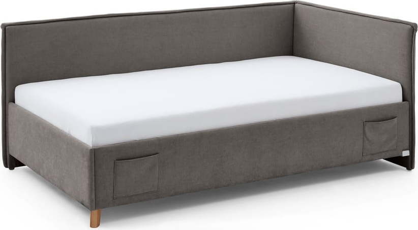 Šedá čalouněná rohová dětská postel s úložným prostorem s roštem 120x200 cm Fun - II. jakost – Meise Möbel Meise Möbel