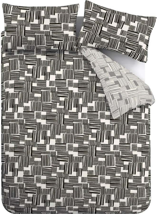 Černé/šedé povlečení na jednolůžko 135x200 cm Blocks – Catherine Lansfield Catherine Lansfield