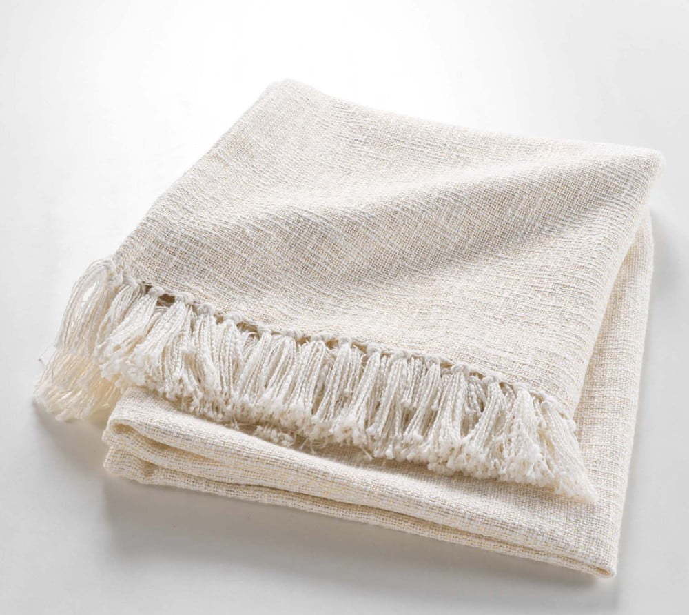 Krémová deka s příměsí bavlny 125x150 cm Ziggy – douceur d'intérieur Douceur d intérieur