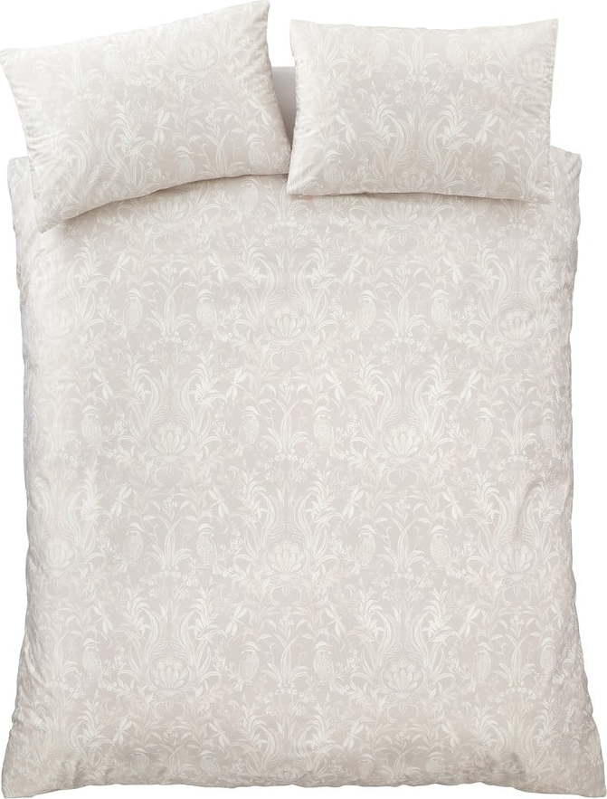 Béžové sametové povlečení na jednolůžko 135x200 cm Bridgerton Regal Birds – Catherine Lansfield Catherine Lansfield