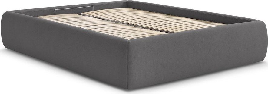 Tmavě šedá čalouněná dvoulůžková postel s úložným prostorem/bez čela s roštem 160x200 cm Inera – Bobochic Paris Bobochic Paris