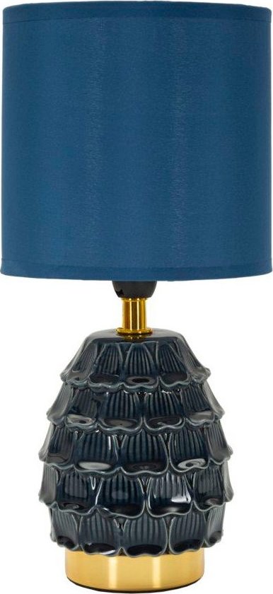 Modrá keramická stolní lampa s textilním stínidlem (výška 30