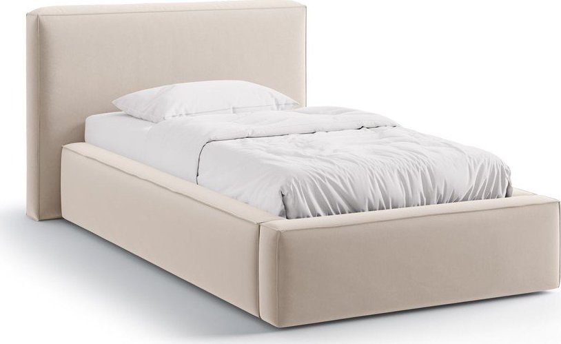 Béžová čalouněná jednolůžková postel s úložným prostorem s roštem 90x200 cm Jodie – Micadoni Micadoni