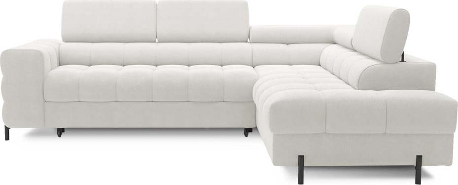 Krémová rozkládací/s úložným prostorem rohová pohovka z textilie bouclé (pravý roh/do L) Ferucce – ELTAP ELTAP