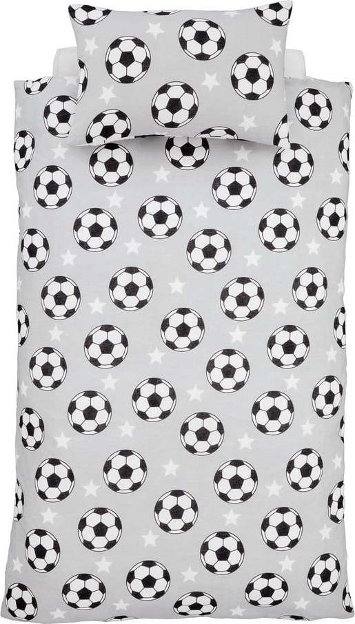 Šedé flanelové dětské povlečení na dvoulůžko 200x200 cm Football Stars – Catherine Lansfield Catherine Lansfield