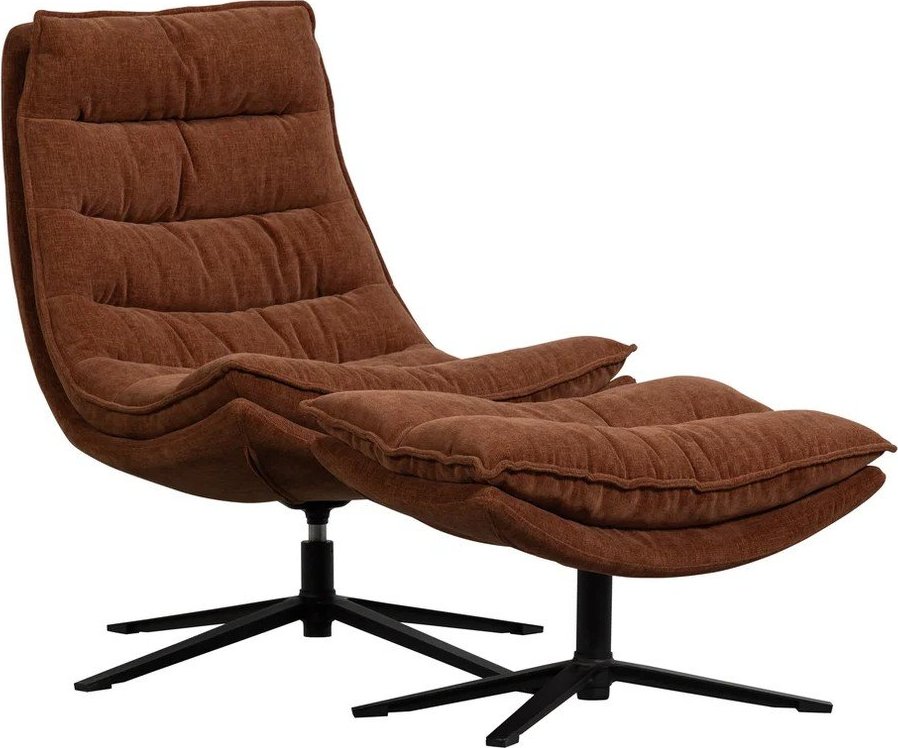 Hnědé otočné žinylkové křeslo s podnožkou Kube – WOOOD WOOOD