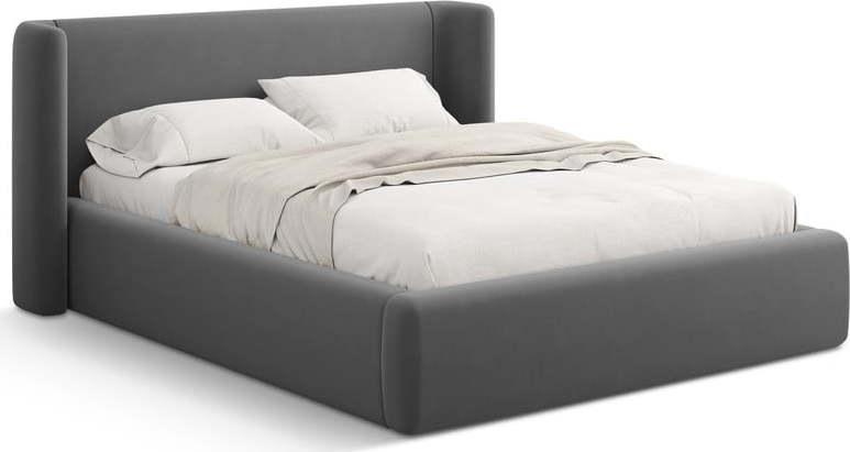 Šedá čalouněná dvoulůžková postel s úložným prostorem s roštem 160x200 cm Jason – Windsor & Co Sofas Windsor & Co Sofas