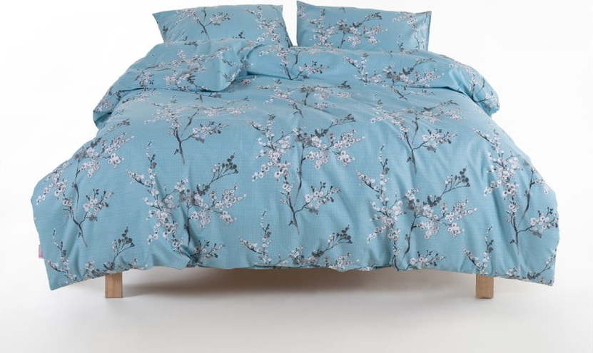 Modré povlečení na dvoulůžko/prodloužené z bavlny Renforcé 240x220 cm Blue Floral – Mila Home Luxury Mila Home Luxury