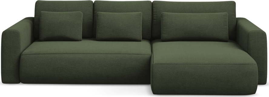 Khaki rozkládací/s úložným prostorem rohová pohovka (pravý roh/s lenoškou) Kapua – Makamii Makamii