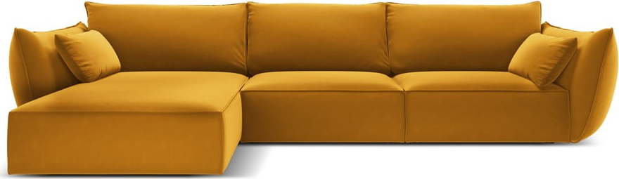 Sametová rohová pohovka v hořčicové barvě (levý roh/s lenoškou) Vanda – Mazzini Sofas Mazzini Sofas