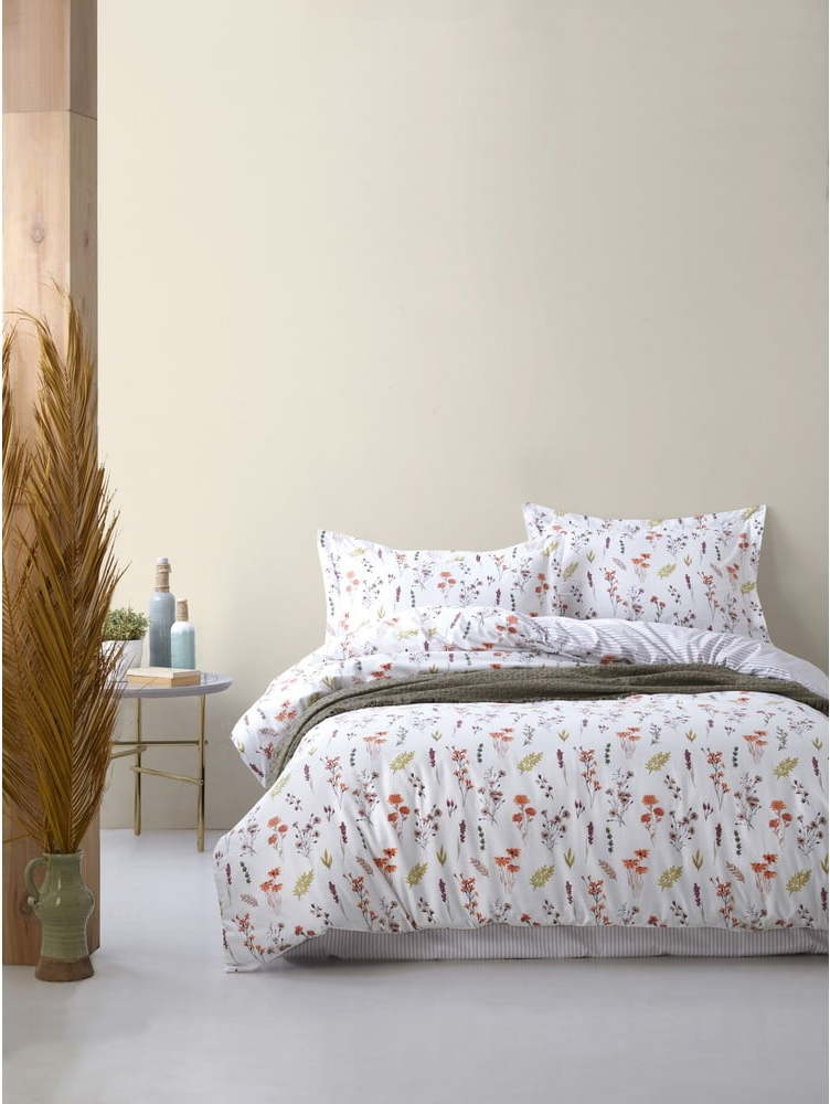 Bílé povlečení na dvoulůžko/prodloužené z bavlny Renforcé 240x220 cm Floral Dance Autumn – Mila Home Luxury Mila Home Luxury