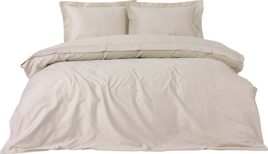 Béžové povlečení na dvoulůžko/prodloužené z bavlněného saténu 240x220 cm Elegant – Mijolnir Mijolnir