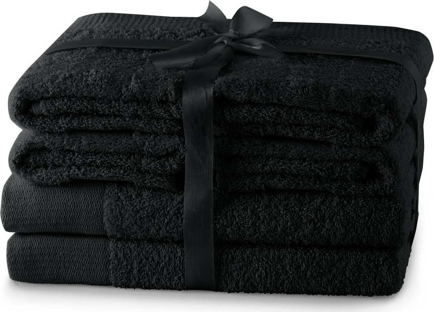Černé froté bavlněné ručníky a osušky v sadě 6 ks Amari – Restilo Restilo