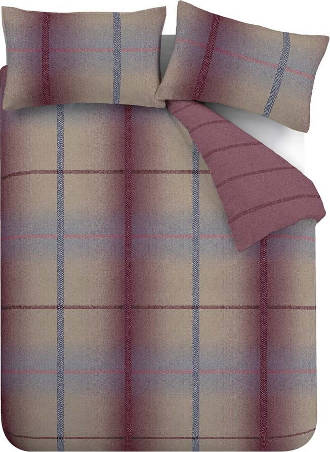 Tmavě růžové flanelové povlečení na dvoulůžko/prodloužené 230x220 cm Melrose Tweed Check – Catherine Lansfield Catherine Lansfield