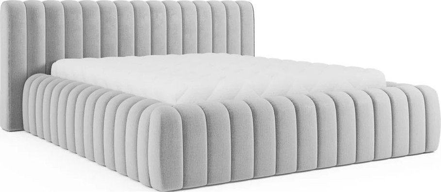 Světle šedá čalouněná dvoulůžková postel s úložným prostorem s roštem 160x200 cm Carilla – ELTAP ELTAP