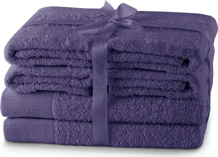 Fialové froté bavlněné ručníky a osušky v sadě 6 ks Amari – Restilo Restilo