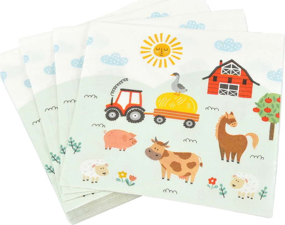 Ubrousky v sadě 20 ks 33x33 cm Farm Animals – Homéa Homea