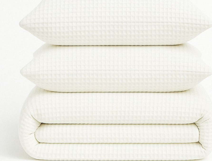 Bílé povlečení na dvoulůžko/prodloužené z bavlny Renforcé 240x220 cm Waffle Striped – Mila Home Luxury Mila Home Luxury