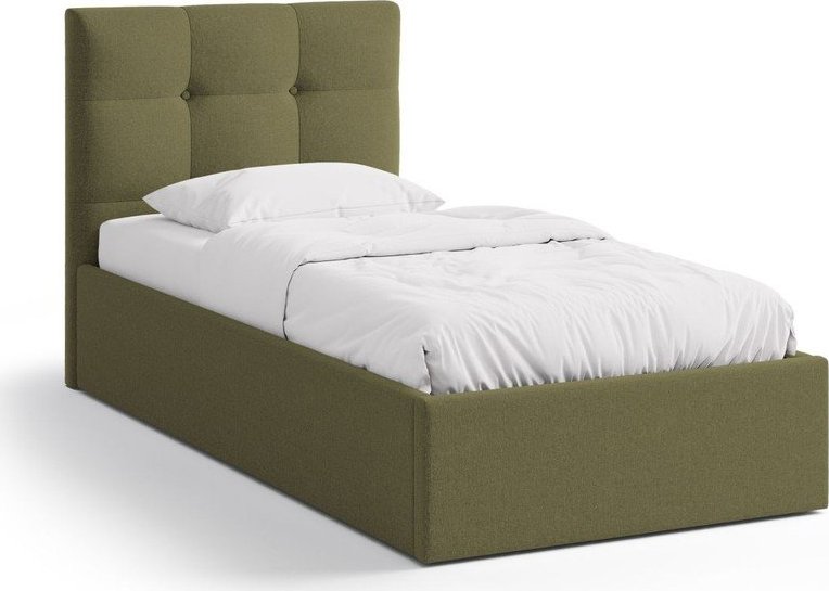 Zelená čalouněná jednolůžková postel s úložným prostorem s roštem 90x200 cm Phaedra – Micadoni Micadoni