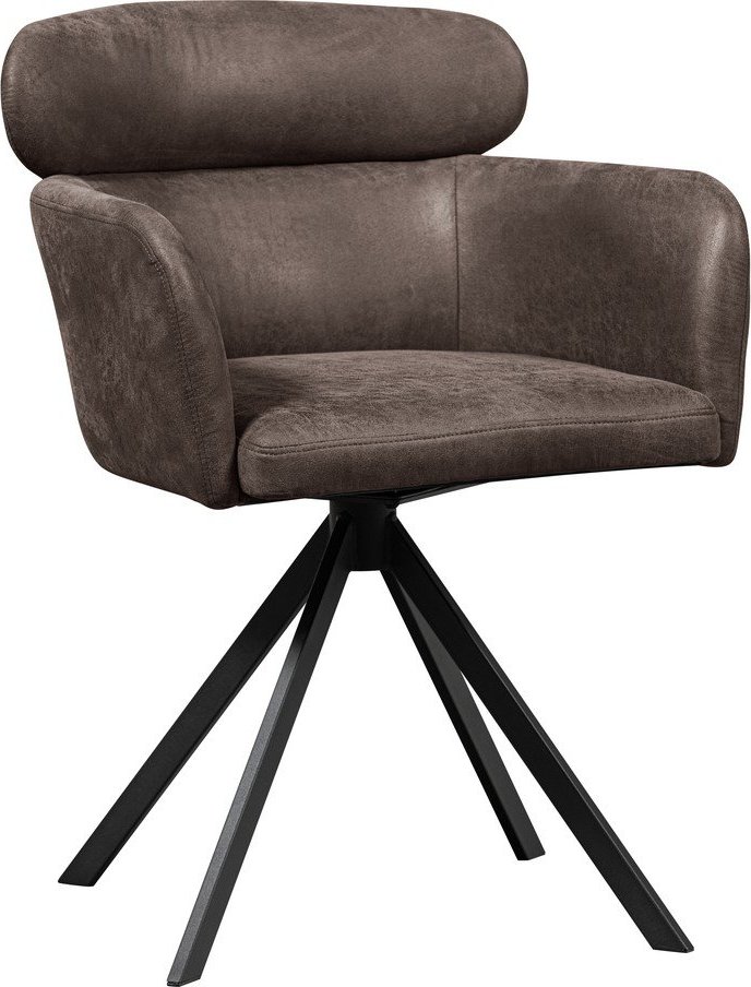 Tmavě hnědé čalouněné jídelní křeslo s područkami Fenne – WOOOD WOOOD