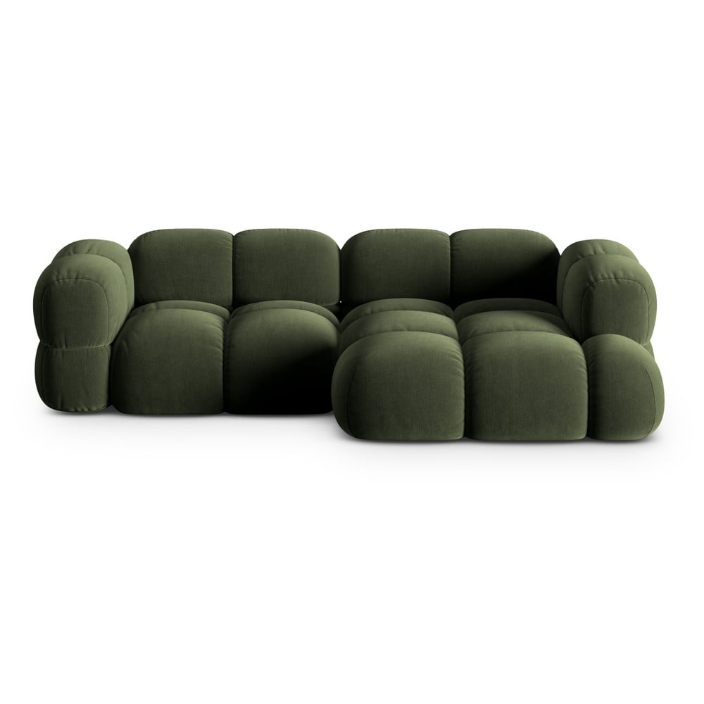 Zelená sametová rohová pohovka (pravý roh/s lenoškou) Loretto – Cosmopolitan Design Cosmopolitan design