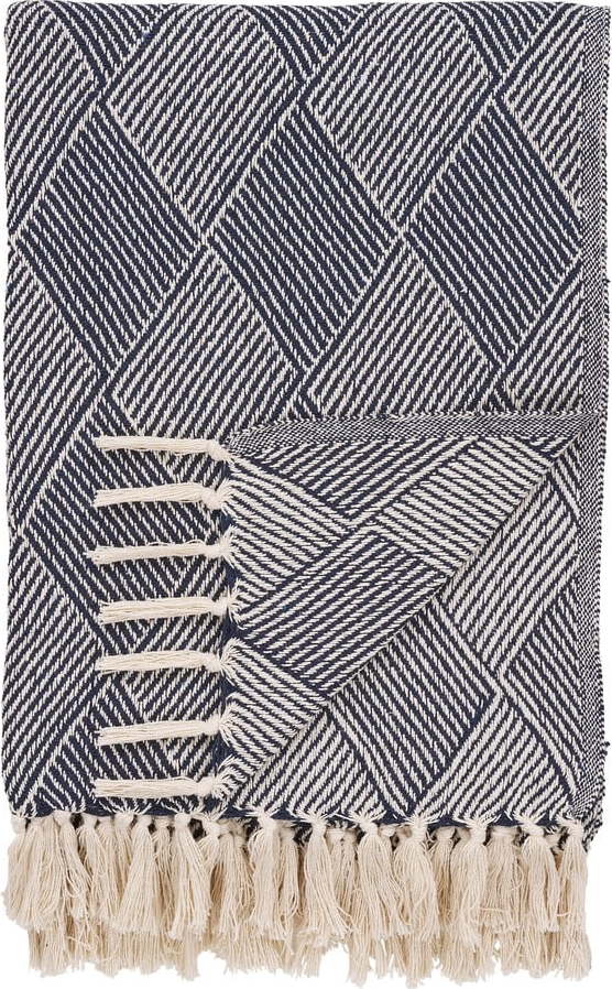 Modrá deka z recyklované bavlny 130x180 cm Izmir – House Nordic House Nordic