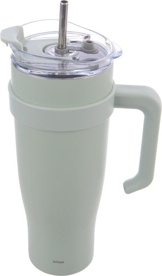 Šalvějově zelený termo hrnek s brčkem 1