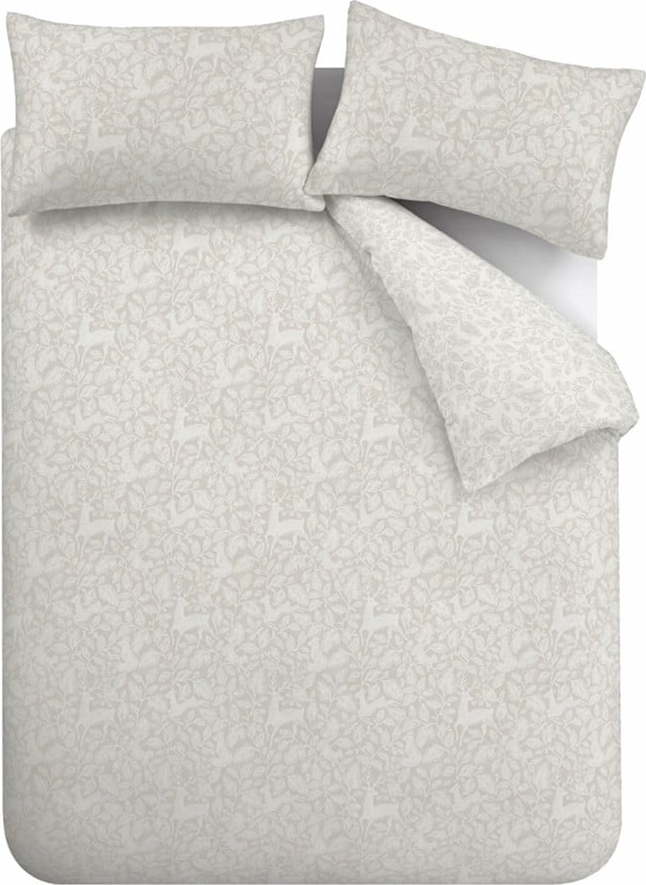 Šedobéžové bavlněné povlečení na dvoulůžko/prodloužené 230x220 cm Woodland – Bianca Bianca