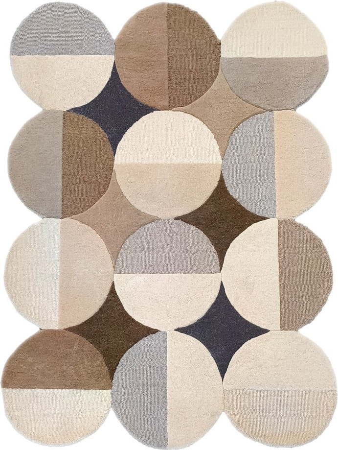 Šedobéžový ručně tkaný vlněný koberec 160x230 cm Mia Ellipse – Flair Rugs Flair Rugs